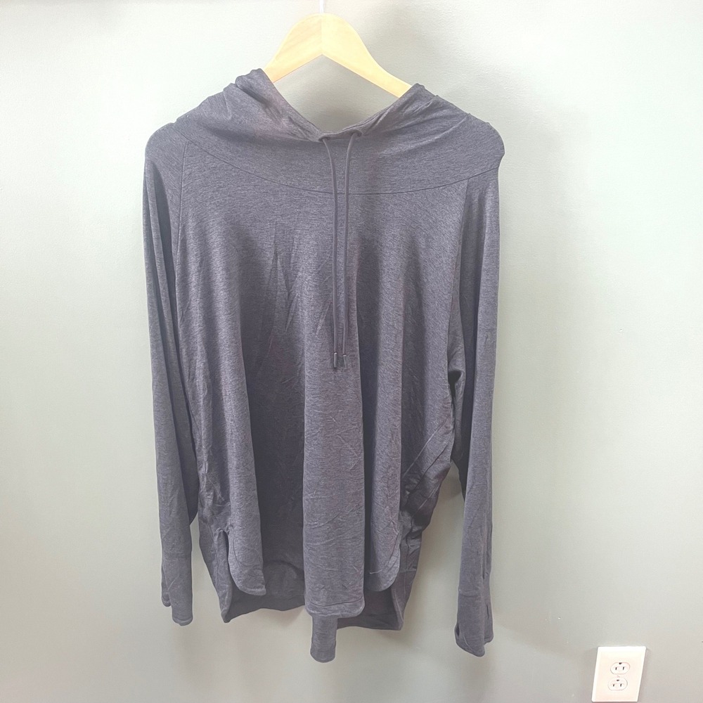 Athleta Uptempo Hoodie Womens 2X Charcoal Gray Heathered Thumbhole‎ Top